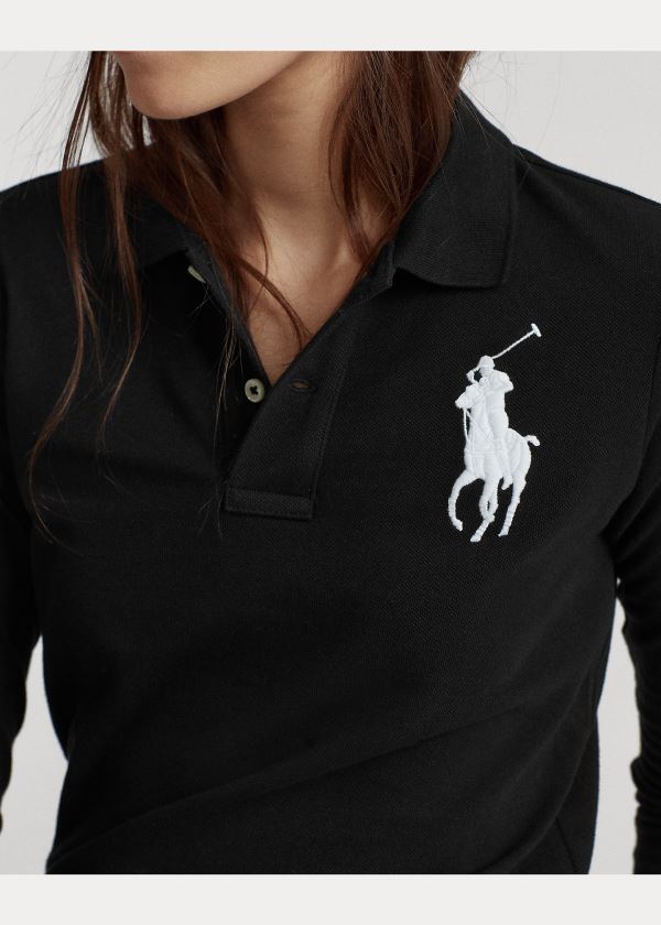Ralph Lauren Skinny Fit Big Pony Polo Černé | uXiddKhb