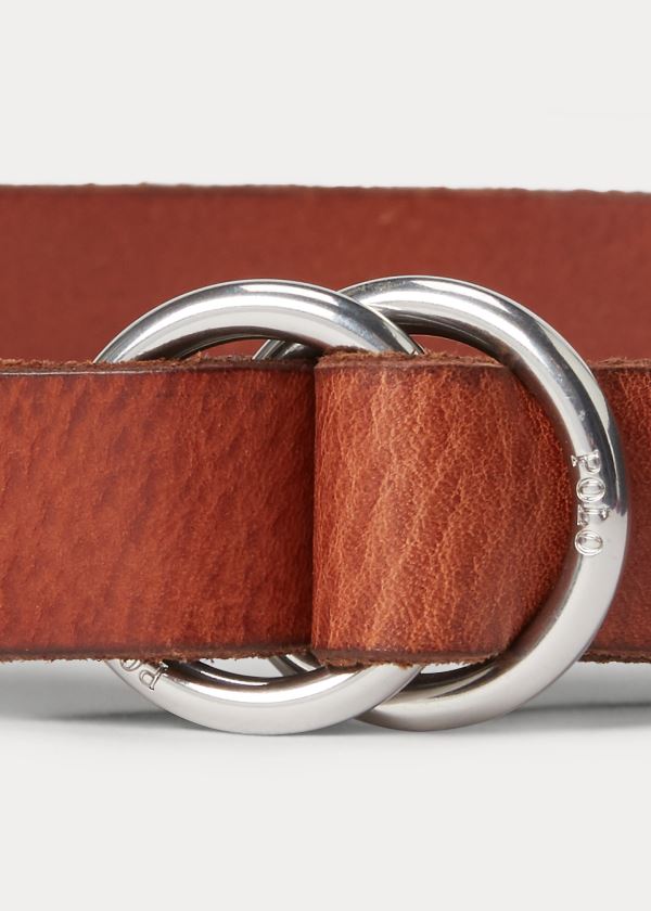 Ralph Lauren Skinny Læder O-Ring Belt Hnědé | fUrbzY3v