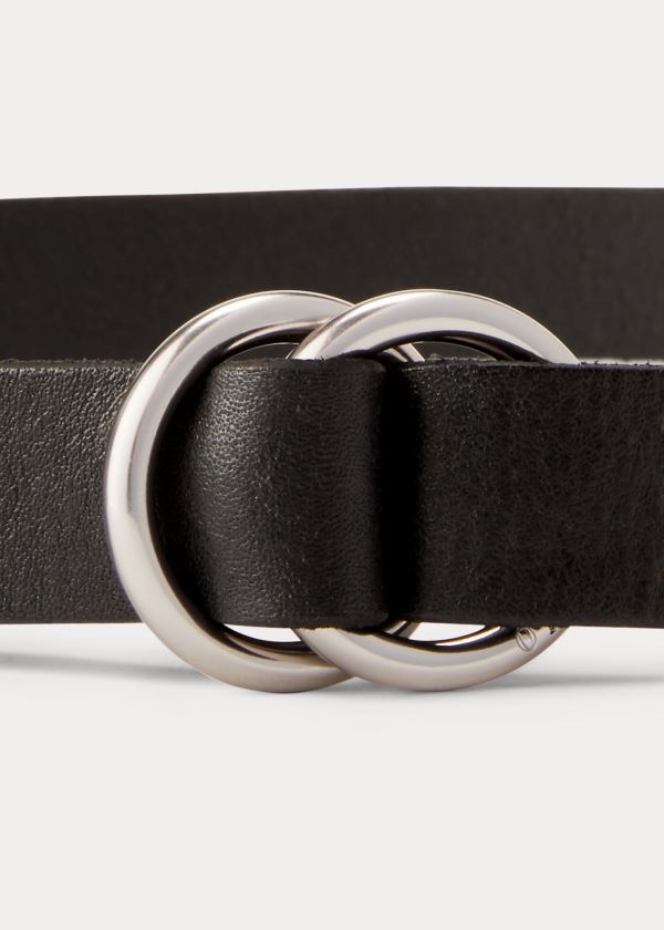 Ralph Lauren Skinny Læder O-Ring Belt Černé | X60srfxS