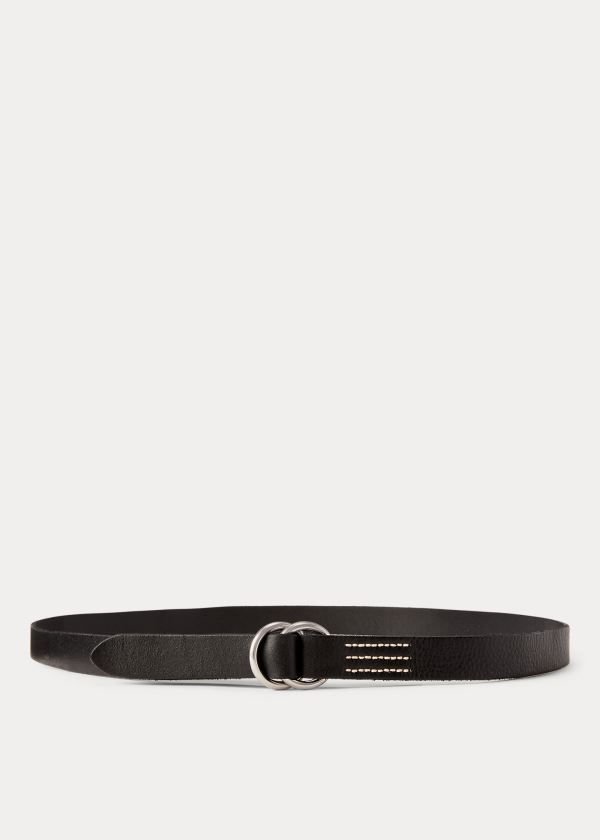 Ralph Lauren Skinny Læder O-Ring Belt Černé | X60srfxS