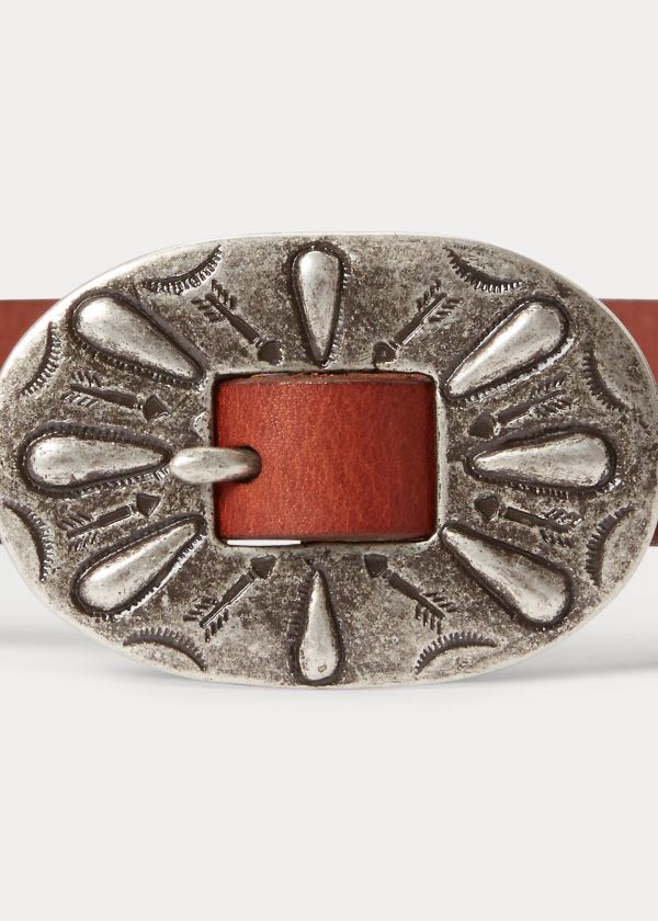 Ralph Lauren Skinny Læder Přezkou Belt Hnědé | IXlplLuj