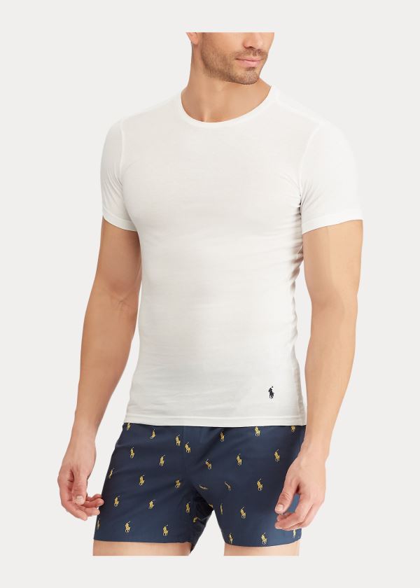 Ralph Lauren Slim Crewneck 3-Pack Bílé | MspW1wnW