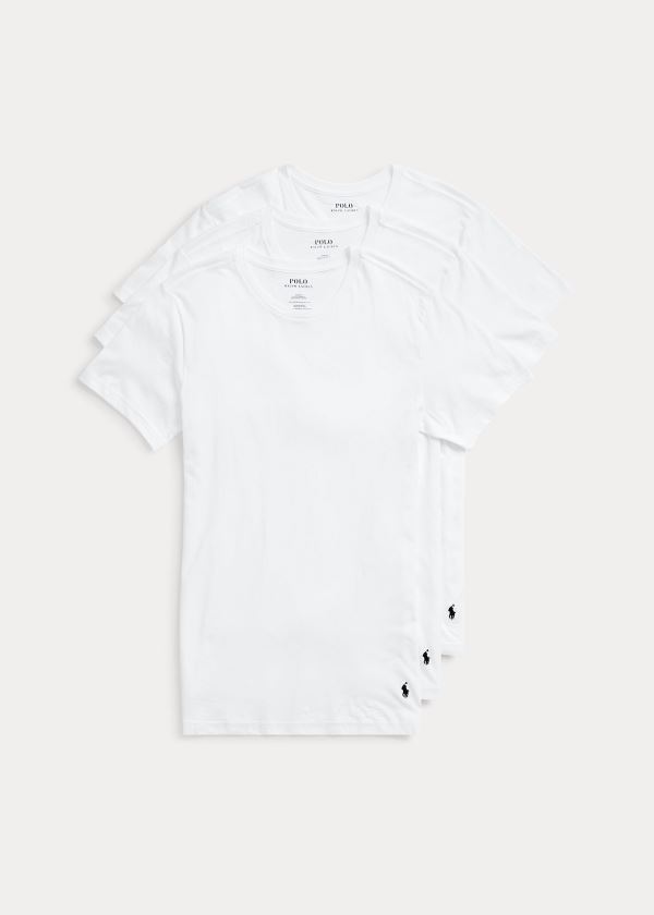 Ralph Lauren Slim Crewneck 3-Pack Bílé | MspW1wnW