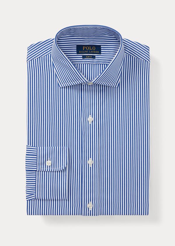 Ralph Lauren Slim Fit Bavlněné Šaty Shirt Blankyt Bílé | B1S0G70d