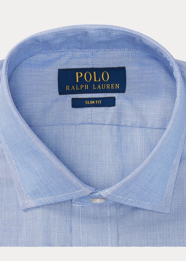 Ralph Lauren Slim Fit Bavlněné Šaty Shirt Světle Blankyt Bílé | WhJRXL2W
