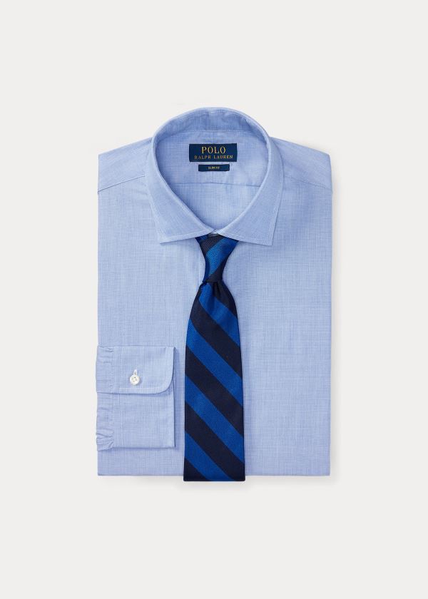 Ralph Lauren Slim Fit Bavlněné Šaty Shirt Světle Blankyt Bílé | WhJRXL2W
