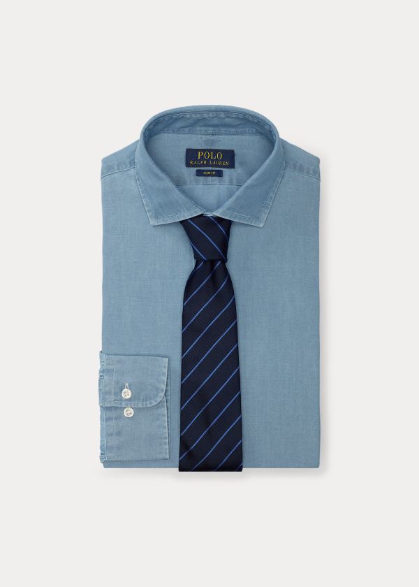 Ralph Lauren Slim Fit Chambray Shirt Blankyt Bílé | Su9fBfVy
