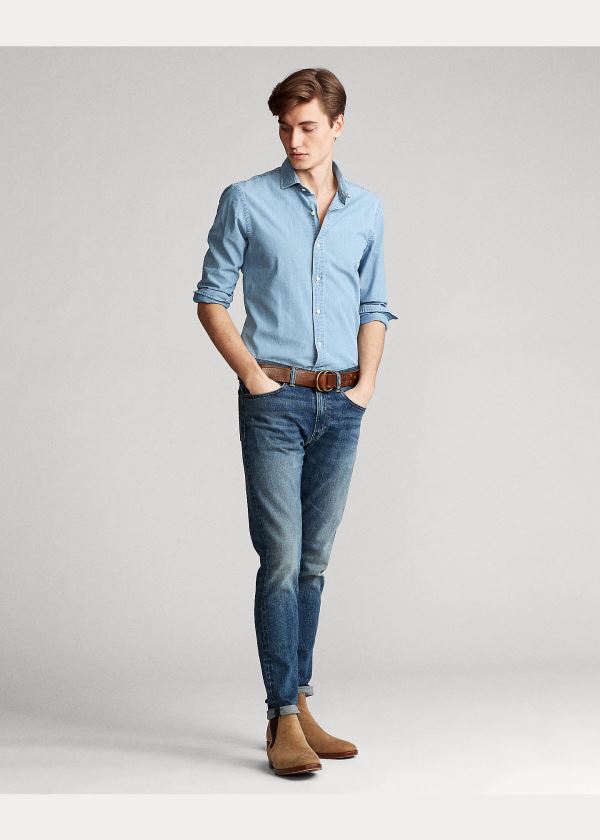 Ralph Lauren Slim Fit Chambray Shirt Blankyt Bílé | Su9fBfVy