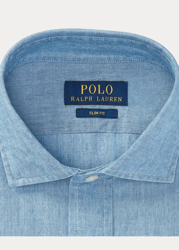 Ralph Lauren Slim-Fit Chambray Šaty Shirt Blankyt | w6eoXvO8