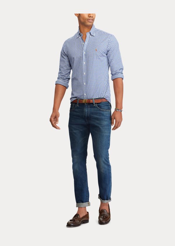 Ralph Lauren Slim Fit Gingham Shirt Královská Modrá Blankyt Bílé | C1SFnsa8