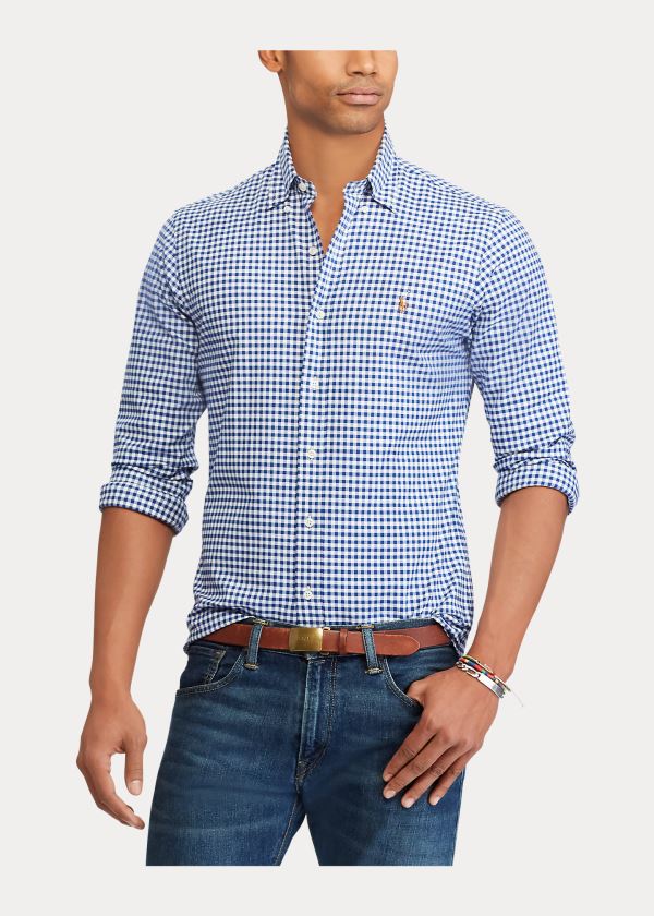 Ralph Lauren Slim Fit Gingham Shirt Královská Modrá Blankyt Bílé | C1SFnsa8