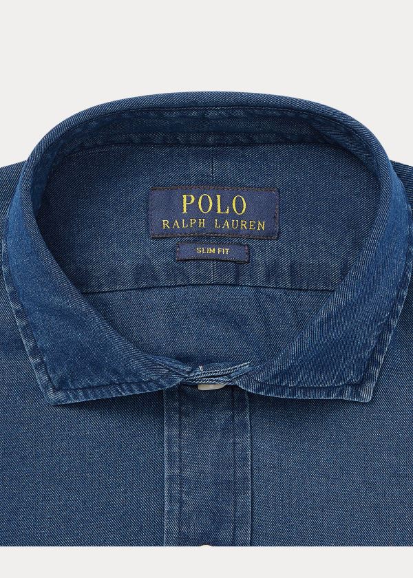 Ralph Lauren Slim Fit Indigo Twill Shirt Indigo | doUG8PyU