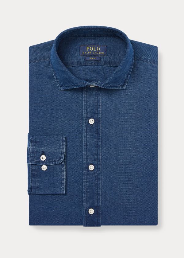 Ralph Lauren Slim Fit Indigo Twill Shirt Indigo | doUG8PyU