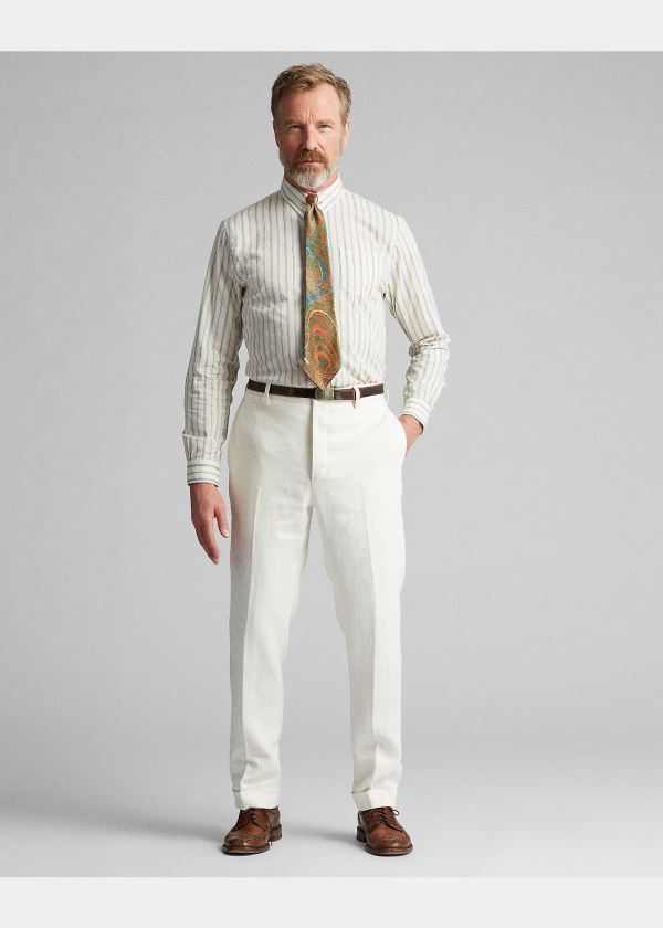 Ralph Lauren Slim Fit Linen Suit Trouser Bílé | WECmfmiL