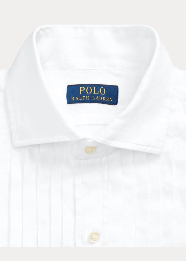 Ralph Lauren Slim Fit Linen Tuxedo Shirt Bílé | sFG5RwuD