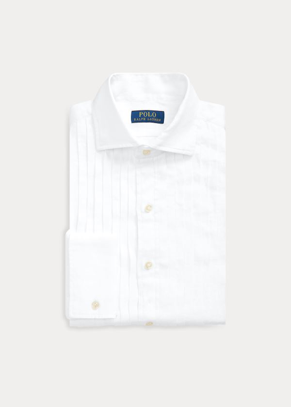 Ralph Lauren Slim Fit Linen Tuxedo Shirt Bílé | sFG5RwuD