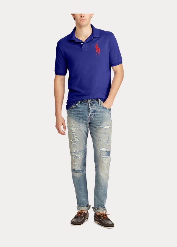 Ralph Lauren Slim Fit Mesh Polo Shirt Královská Modrá Blankyt | ofNnpgYh