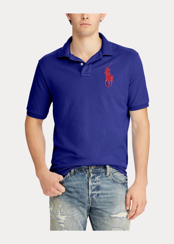 Ralph Lauren Slim Fit Mesh Polo Shirt Královská Modrá Blankyt | ofNnpgYh