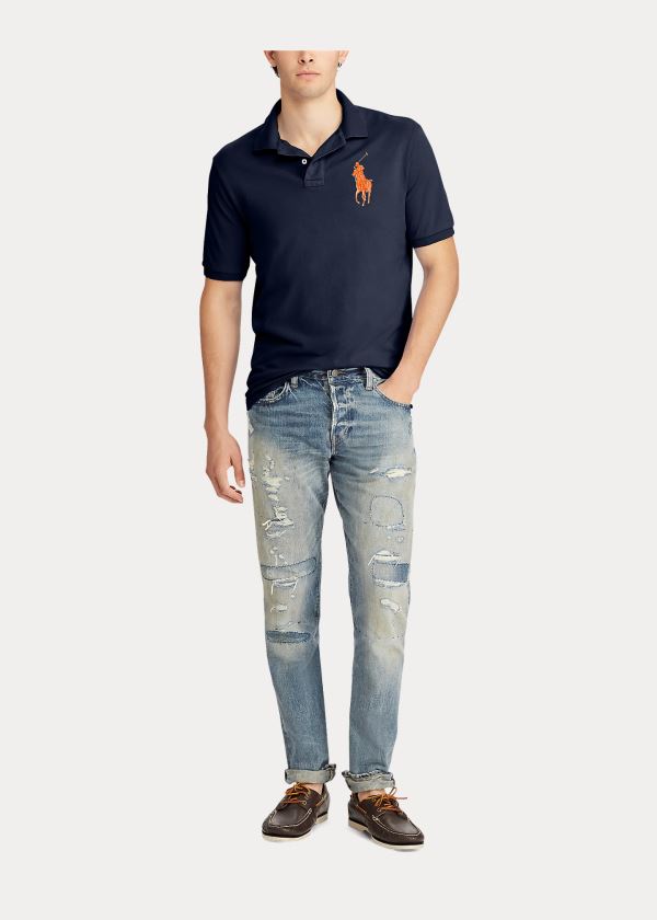 Ralph Lauren Slim Fit Mesh Polo Shirt Tmavě Blankyt | f5SVscRk