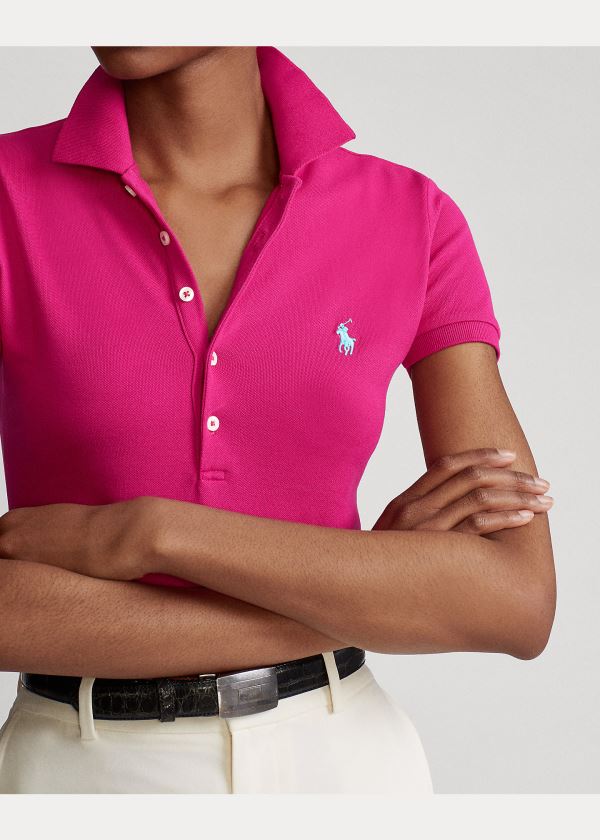 Ralph Lauren Slim Fit Stretch Polo Shirt Tmavě Růžové | wubKXlch