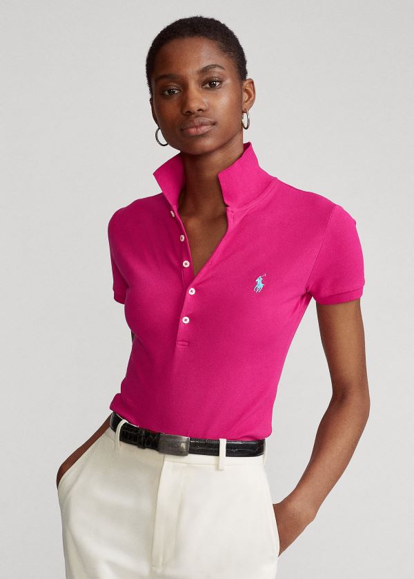 Ralph Lauren Slim Fit Stretch Polo Shirt Tmavě Růžové | wubKXlch