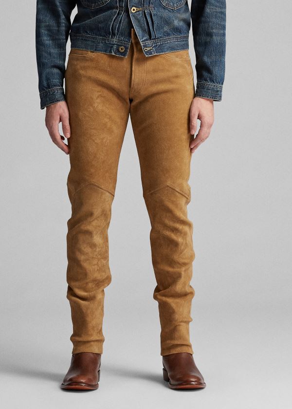 Ralph Lauren Slim Fit Stretch Semišové Pant Hnědé | SAIHLfTo