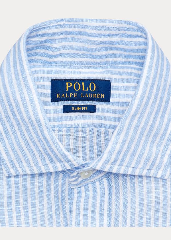 Ralph Lauren Slim Fit Striped Linen Shirt Blankyt Bílé | woEFgByb