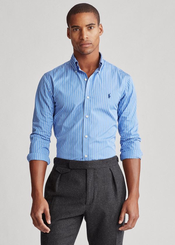 Ralph Lauren Slim Fit Striped Poplin Shirt Blankyt Bílé | OXIorWbg