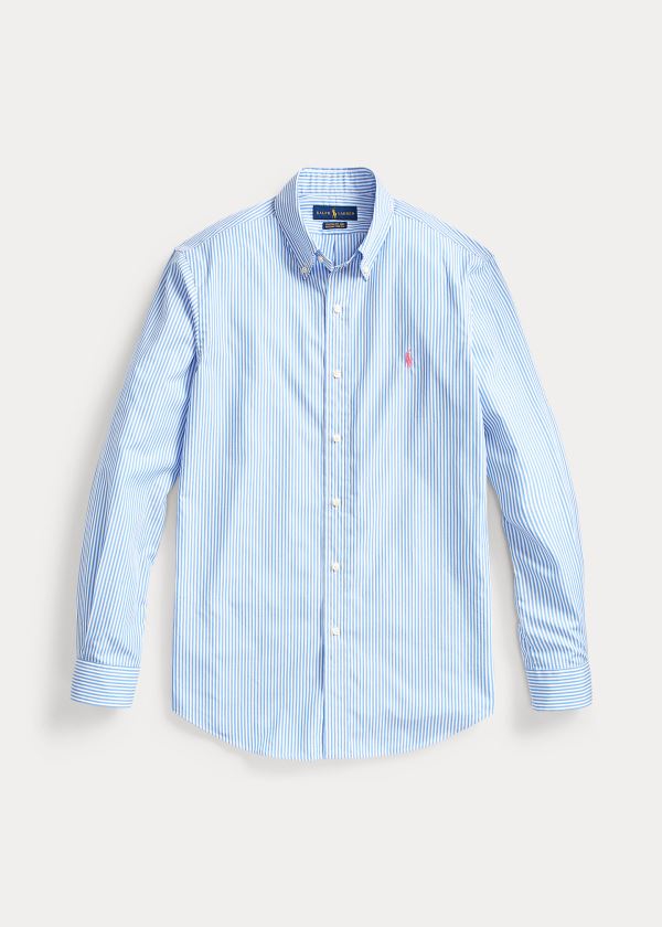 Ralph Lauren Slim Fit Striped Poplin Shirt Světle Blankyt Bílé | xDclRBMt