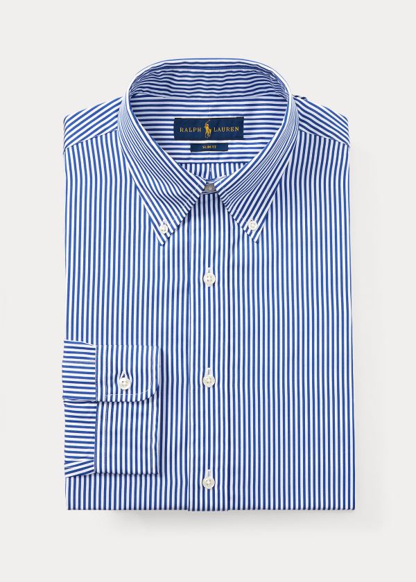 Ralph Lauren Slim-Fit Striped Šaty Shirt Blankyt Bílé | 6GowrSCd