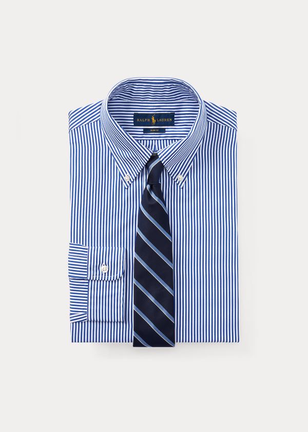 Ralph Lauren Slim-Fit Striped Šaty Shirt Blankyt Bílé | 6GowrSCd