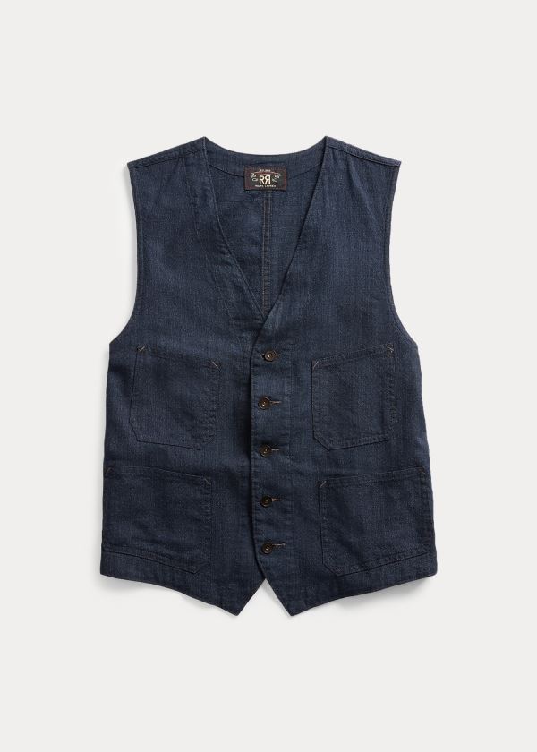 Ralph Lauren Slim Fit Woven Vest Indigo | hTiUO04w