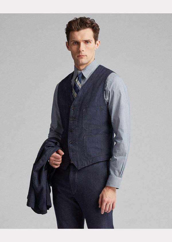 Ralph Lauren Slim Fit Woven Vest Indigo | hTiUO04w
