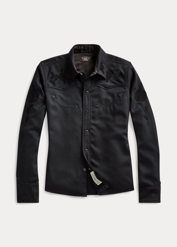Ralph Lauren Slim Floral Wool Western Shirt Černé | UTP5fbpo