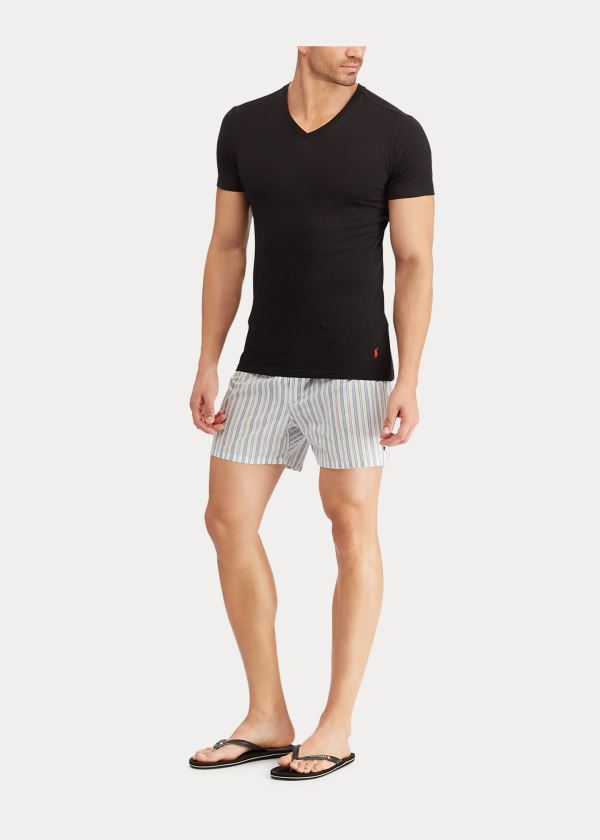 Ralph Lauren Slim V-Neck 3-Pack Černé | 4R3xp0zf