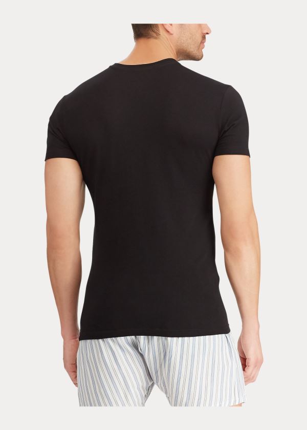 Ralph Lauren Slim V-Neck 3-Pack Černé | 4R3xp0zf