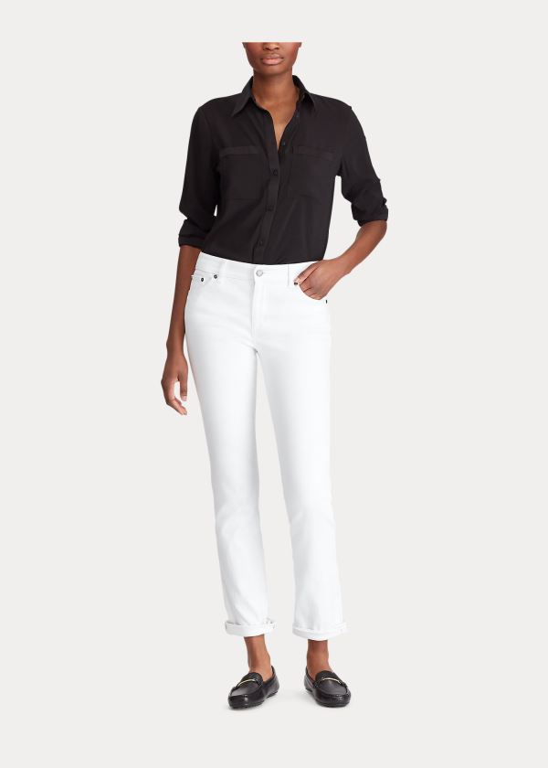 Ralph Lauren Slimming Premier Straight Jean Bílé | UBzObFoO
