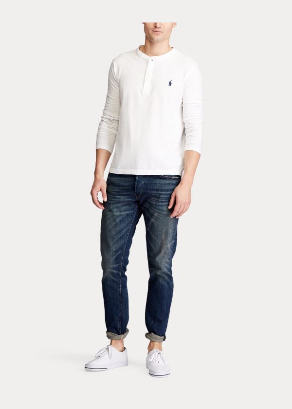 Ralph Lauren Slub Jersey Henley Shirt Bílé | x8uODGpg