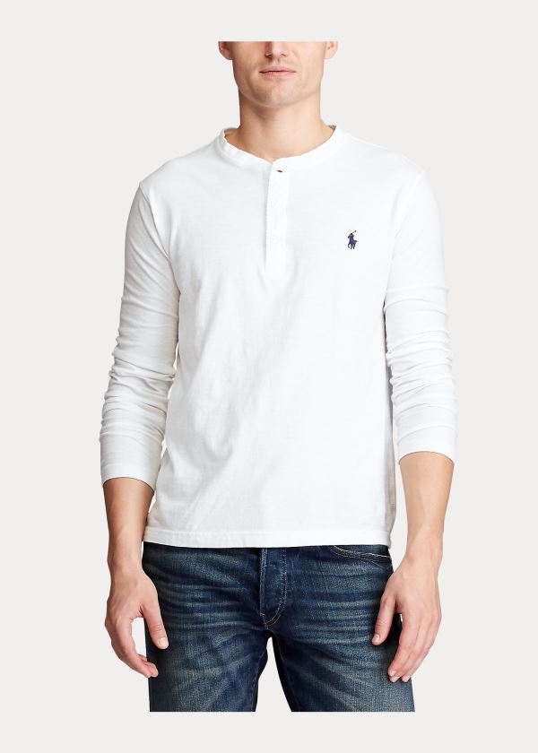 Ralph Lauren Slub Jersey Henley Shirt Bílé | x8uODGpg