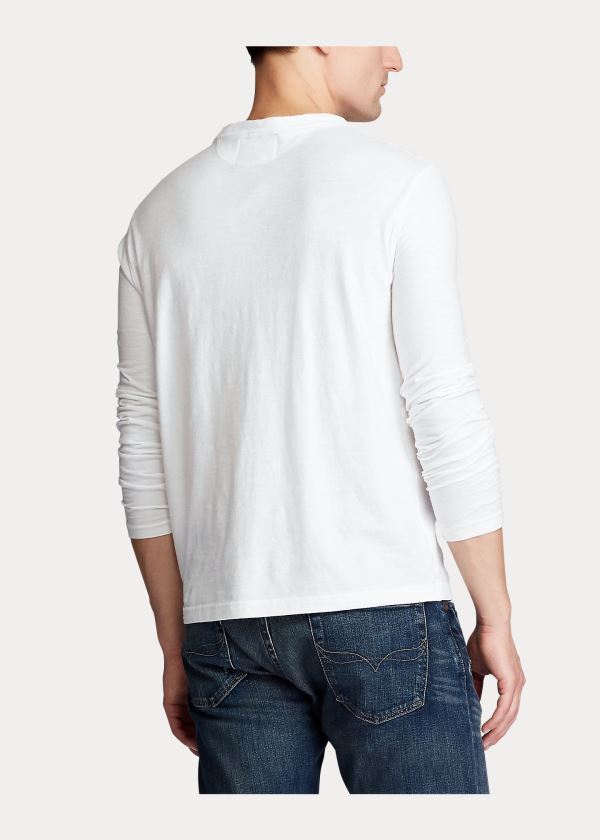 Ralph Lauren Slub Jersey Henley Shirt Bílé | x8uODGpg