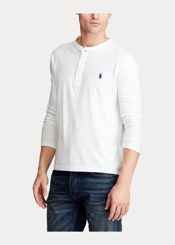 Ralph Lauren Slub Jersey Henley Shirt Bílé | x8uODGpg