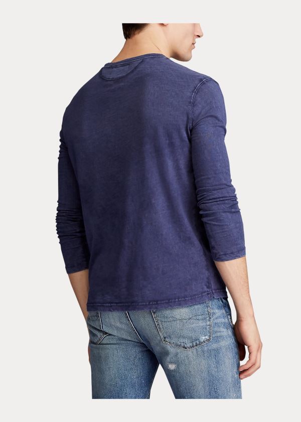 Ralph Lauren Slub Jersey Henley Shirt Tmavě Blankyt | HqiiMs61
