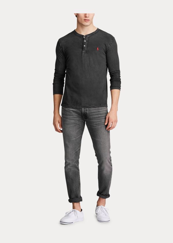 Ralph Lauren Slub Jersey Henley Shirt Černé | iChGkvzo