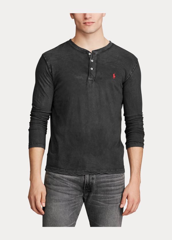 Ralph Lauren Slub Jersey Henley Shirt Černé | iChGkvzo