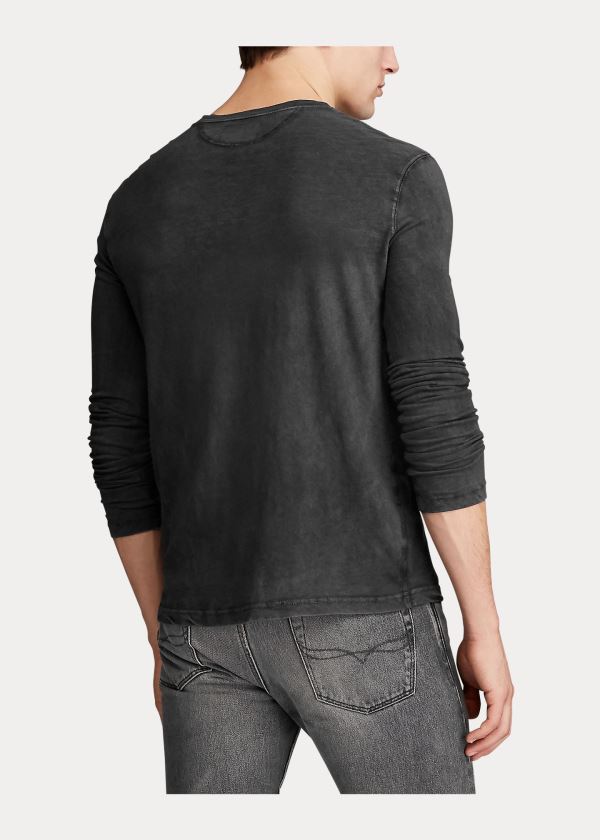 Ralph Lauren Slub Jersey Henley Shirt Černé | iChGkvzo