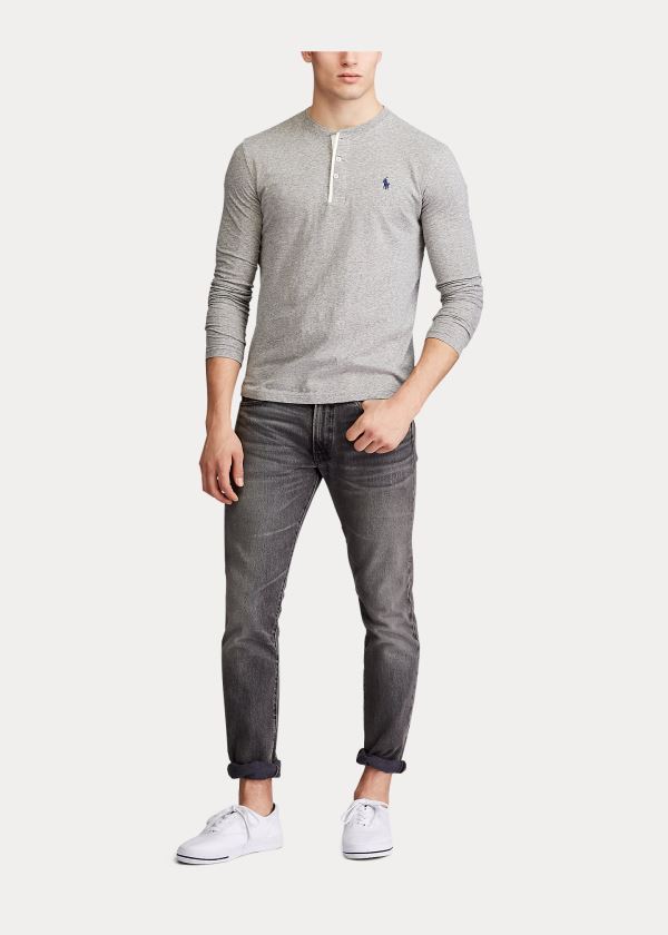 Ralph Lauren Slub Jersey Henley Shirt Šedé | Re08oDws