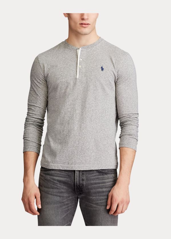 Ralph Lauren Slub Jersey Henley Shirt Šedé | Re08oDws