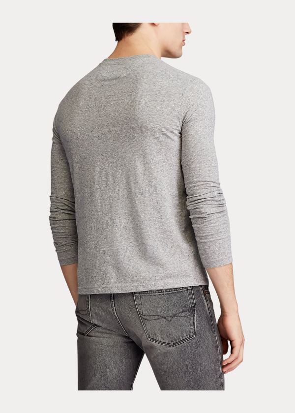 Ralph Lauren Slub Jersey Henley Shirt Šedé | Re08oDws