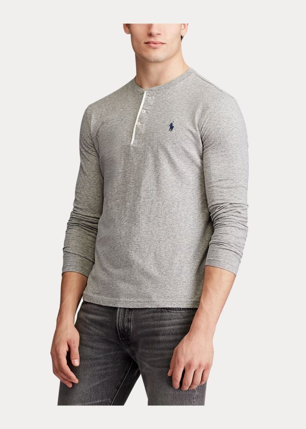 Ralph Lauren Slub Jersey Henley Shirt Šedé | Re08oDws