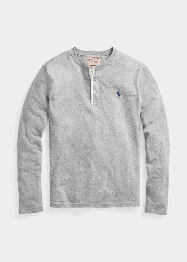 Ralph Lauren Slub Jersey Henley Shirt Šedé | Re08oDws